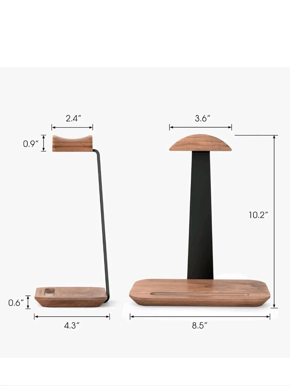 Walnut Headphone Stand, Wood Headset Stand for Desk, Universal Headphone Holder